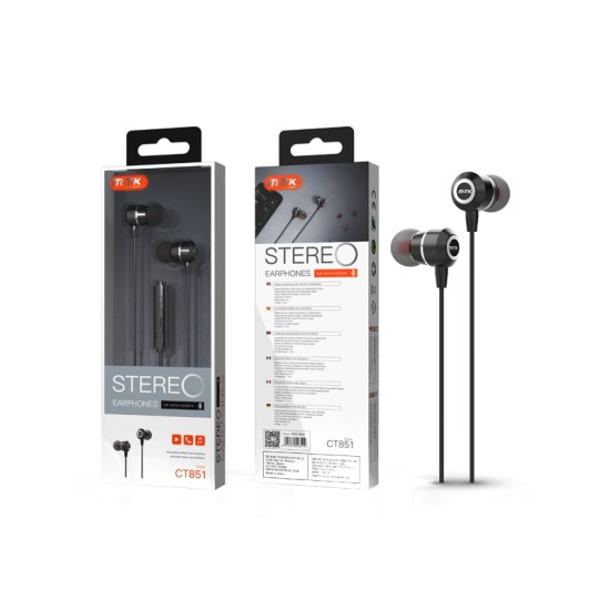 MTK EARPHONES CT851 NE WITH MICROPHONE 1.2M BLACK MTK EARPHONES CT851 NE WITH MICROPHONE 1.2M BLACK